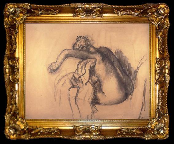 framed  Edgar Degas After the bath,woman drying herself, ta009-2